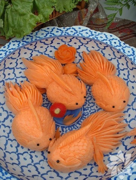 Как сделать рыбку из моркови поделка Как сделать рыбку из моркови поделка